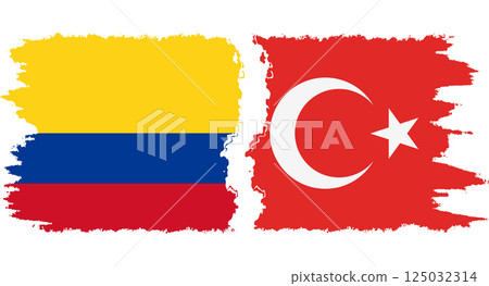 Turkey and Colombia grunge flags connection vector 125032314