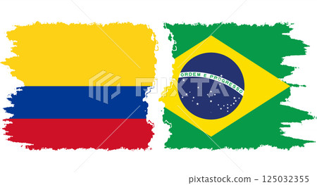 Brazil and Colombia grunge flags connection vector Brazil and Colombia grunge flags connection vector 125032355