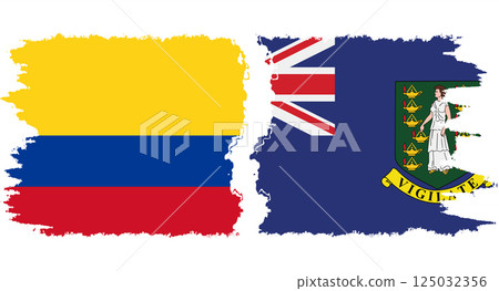 British Virgin Islands and Colombia grunge flags connection vector British Virgin Islands and Colombia grunge flags connection vector 125032356