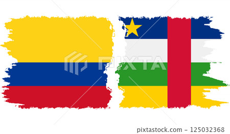 Central African Republic and Colombia grunge flags connection vecto 125032368
