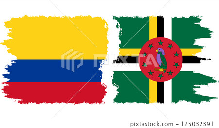 Dominica and Colombia grunge flags connection vector Dominica and Colombia grunge flags connection vector 125032391