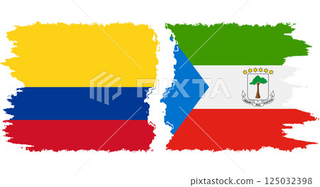 Equatorial Guinea and Colombia grunge flags connection vector Equatorial Guinea and Colombia grunge flags connection vector 125032398