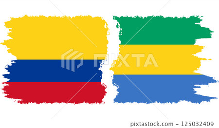 Gabon and Colombia grunge flags connection vector 125032409