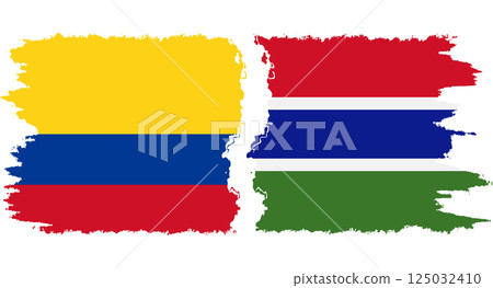 Gambia and Colombia grunge flags connection vector 125032410