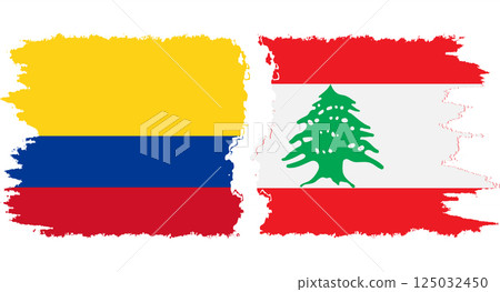 Lebanon and Colombia grunge flags connection vector 125032450