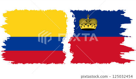 Liechtenstein and Colombia grunge flags connection vector Liechtenstein and Colombia grunge flags connection vector 125032454