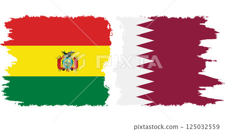 Qatar and Bolivia grunge flags connection vector 125032559