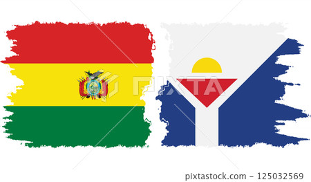 Saint Martin and Bolivia grunge flags connection vector Saint Martin and Bolivia grunge flags connection vector 125032569