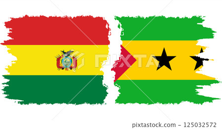 Sao Tome and Principe and Bolivia grunge flags connection vector 125032572
