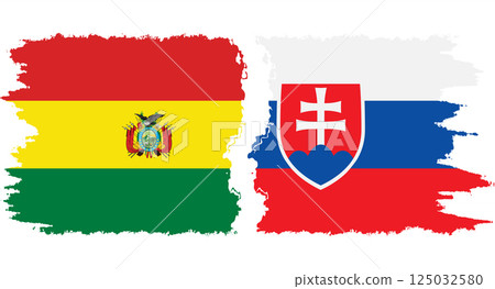 Slovakia and Bolivia grunge flags connection vector 125032580