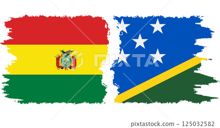 Solomon Islands and Bolivia grunge flags connection vector 125032582