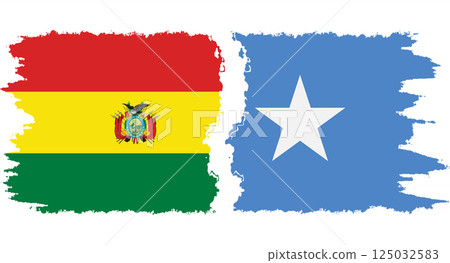 Somalia and Bolivia grunge flags connection vector 125032583