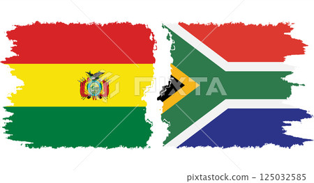 South Africa and Bolivia grunge flags connection vector 125032585