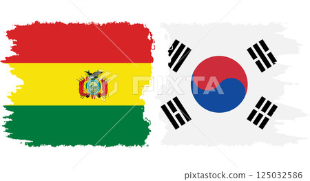 South Korea and Bolivia grunge flags connection vector 125032586
