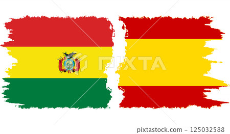 Spain and Bolivia grunge flags connection vector Spain and Bolivia grunge flags connection vector 125032588