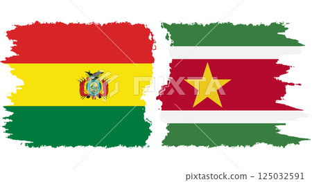 Suriname and Bolivia grunge flags connection vector Suriname and Bolivia grunge flags connection vector 125032591