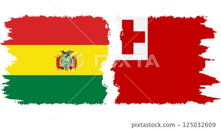 Tonga and Bolivia grunge flags connection vector 125032609