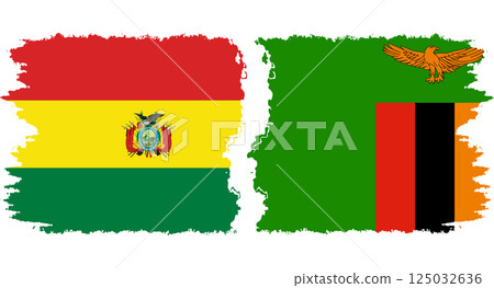 Zambia and Bolivia grunge flags connection vector 125032636