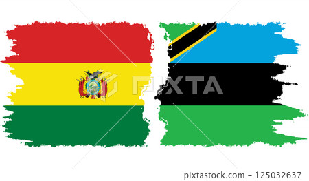 Zanzibar and Bolivia grunge flags connection vector 125032637