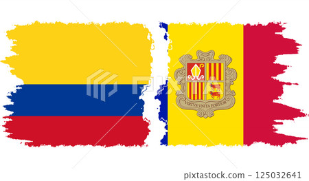 Andorra and Colombia grunge flags connection vector 125032641