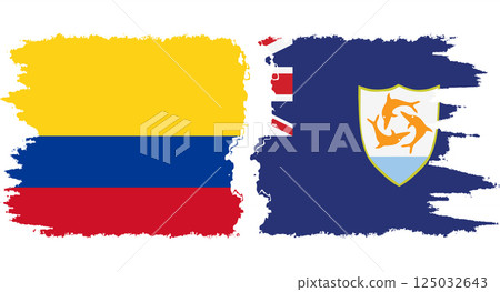 Anguilla and Colombia grunge flags connection vector Anguilla and Colombia grunge flags connection vector 125032643