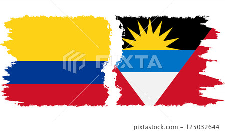 Antigua and Barbuda and Colombia grunge flags connection vector Antigua and Barbuda and Colombia grunge flags connection vector 125032644