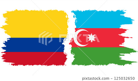 Azerbaijan and Colombia grunge flags connection vector 125032650