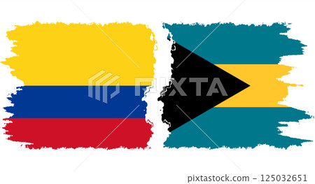 Bahamas and Colombia grunge flags connection vector 125032651