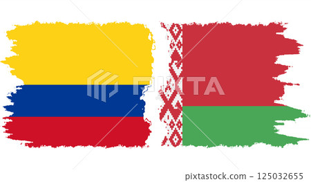 Belarusian and Colombia grunge flags connection vector Belarusian and Colombia grunge flags connection vector 125032655