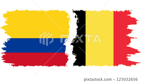 Belgium and Colombia grunge flags connection vector 125032656