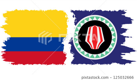 Bougainville and Colombia grunge flags connection vector 125032666