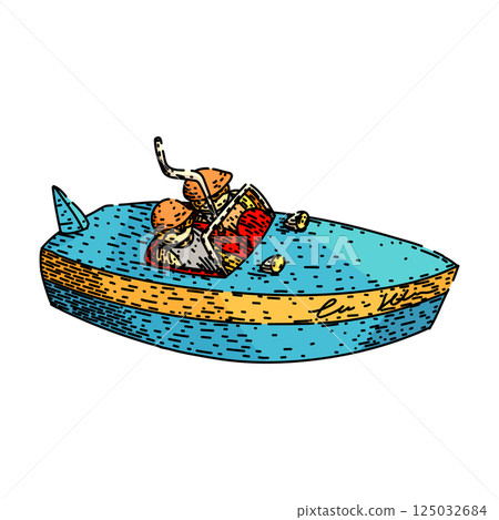 canoe toy boat sketch hand drawn vector 125032684