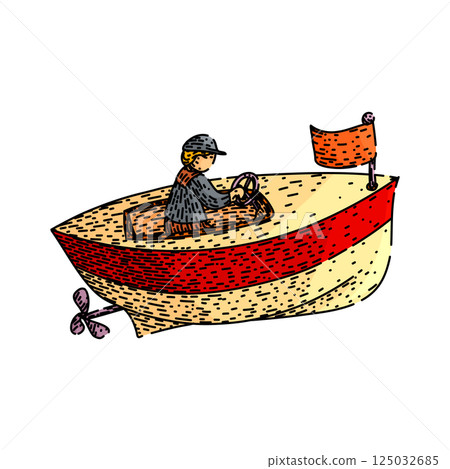 yacht toy boat sketch hand drawn vector 125032685