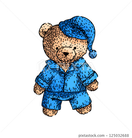 cute teddy bear sketch hand drawn vector 125032688