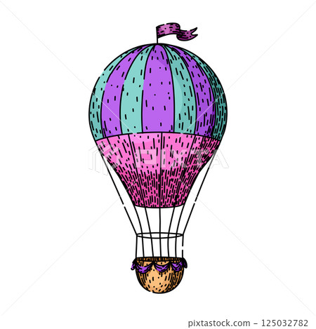 sky hot air balloon sketch hand drawn vector 125032782