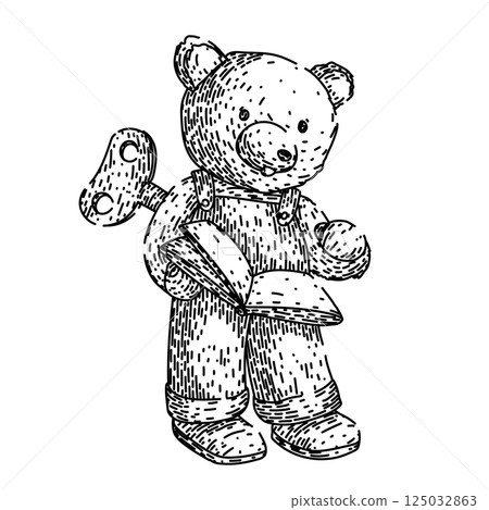 collectible wind up toy sketch hand drawn vector 125032863
