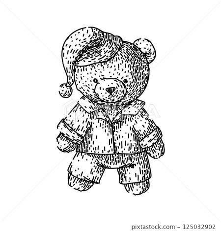 cute teddy bear sketch hand drawn vector 125032902
