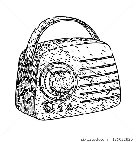 broadcast retro radio sketch hand drawn vector broadcast retro radio sketch hand drawn vector 125032929