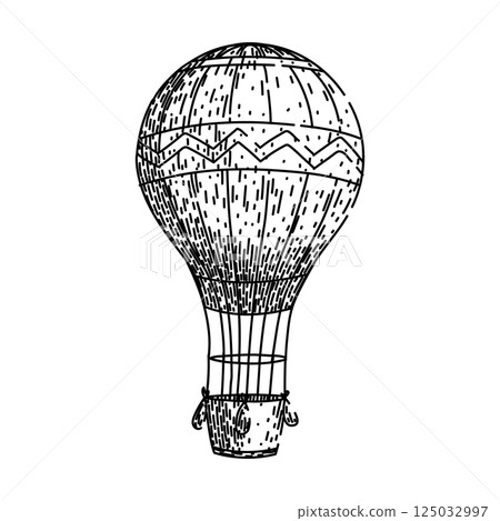 flight hot air balloon sketch hand drawn vector 125032997