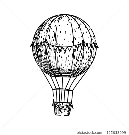 borne hot air balloon sketch hand drawn vector 125032999