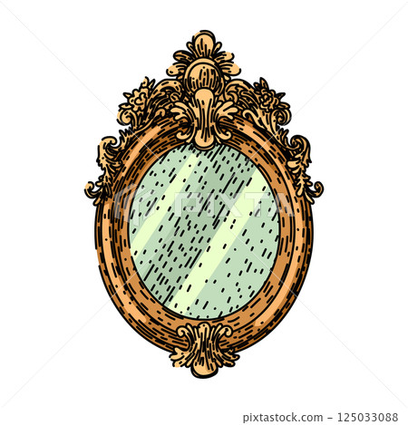 retro vintage mirror sketch hand drawn vector 125033088
