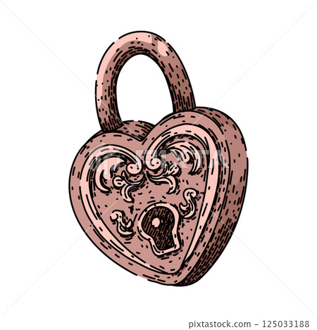 fashioned padlock vintage sketch hand drawn vector fashioned padlock vintage sketch hand drawn vector 125033188