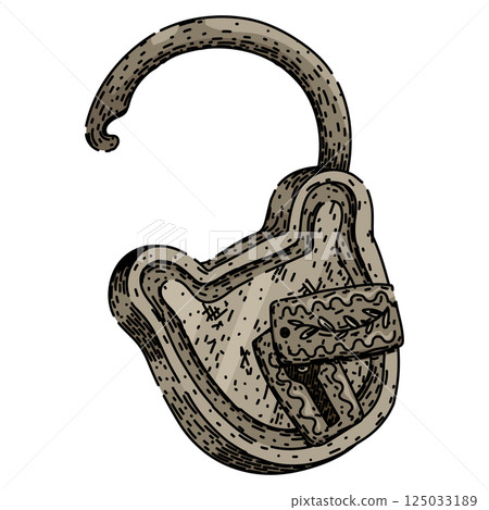 brass padlock vintage sketch hand drawn vector brass padlock vintage sketch hand drawn vector 125033189