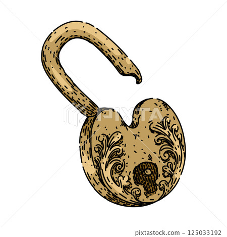 retro padlock vintage sketch hand drawn vector retro padlock vintage sketch hand drawn vector 125033192