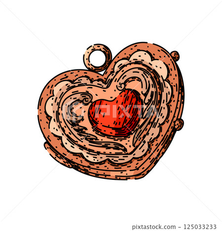 antique locket sketch hand drawn vector antique locket sketch hand drawn vector 125033233