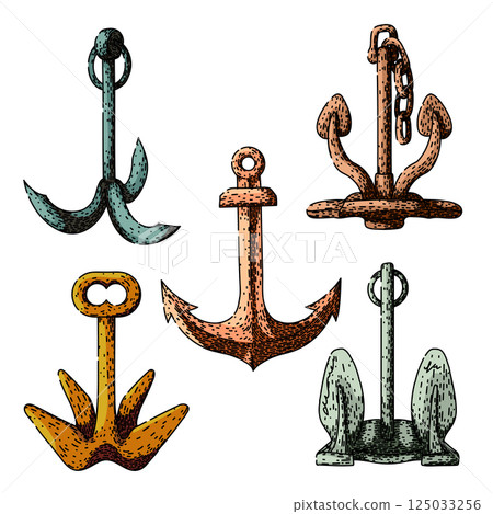 anchor set sketch hand drawn vector anchor set sketch hand drawn vector 125033256