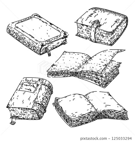 vintage book set sketch hand drawn vector 125033294