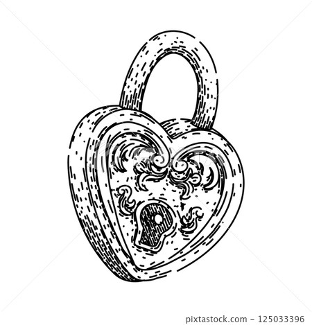 fashioned padlock vintage sketch hand drawn vector 125033396
