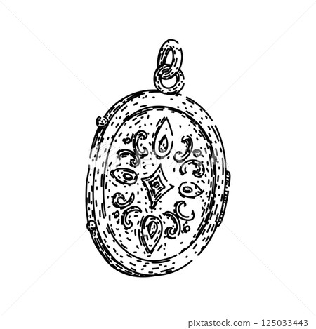 charm locket sketch hand drawn vector 125033443