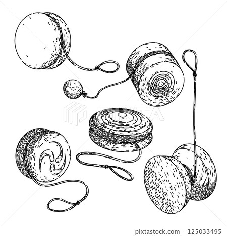 yo yo set sketch hand drawn vector 125033495